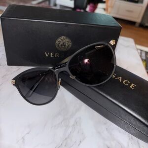Versace Black Sunglasses with Gold Accents